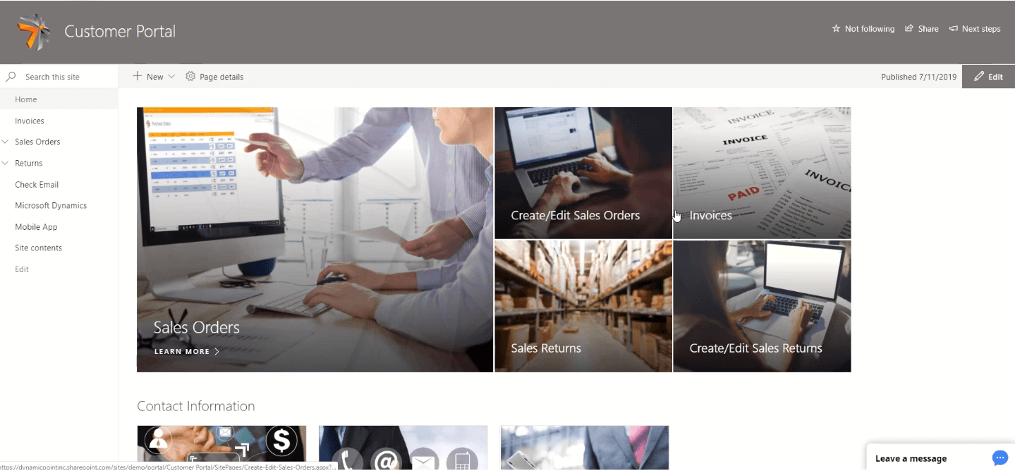 Configure SharePoint For Customers, Vendor, or Employee Portal.