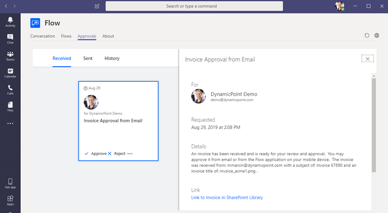 Invoice automation from Microsoft Teams