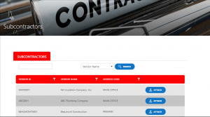 View and edit subcontractors from SharePoint portal