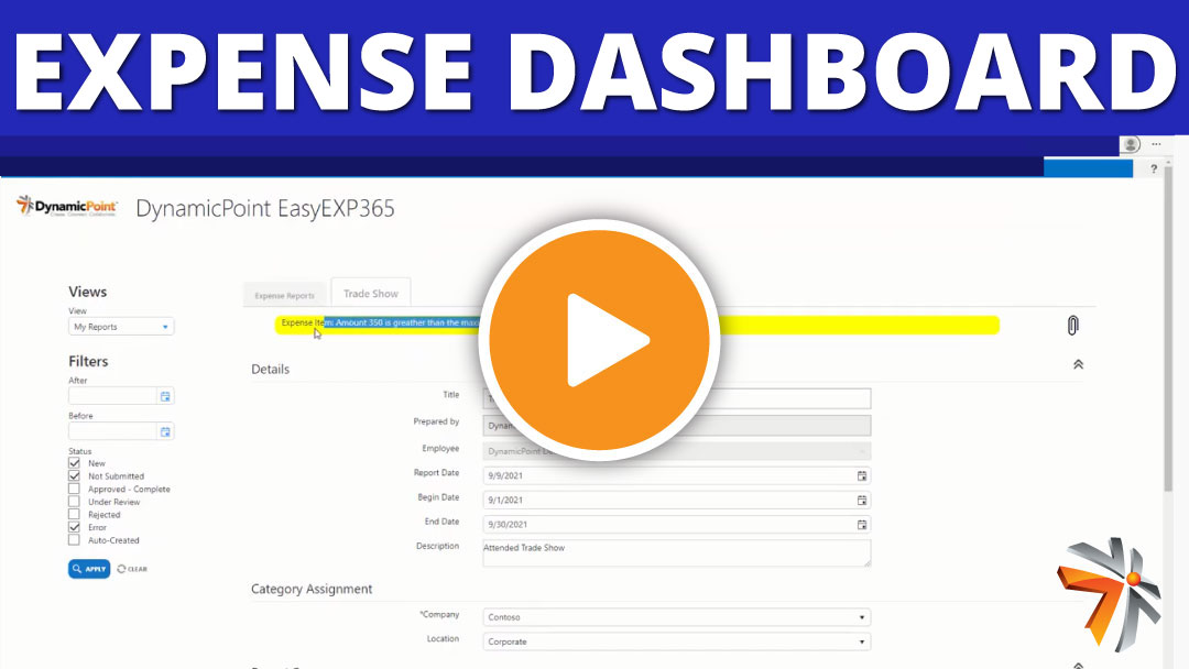 Feature highlights of EasyEXP365 main dashboard for processing employee expenses