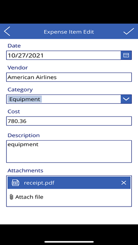 Edit employee expense items using mobile app