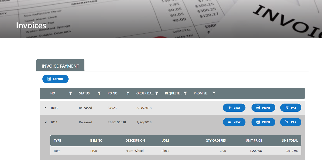 Allow customers to pay invoices from SharePoint portal